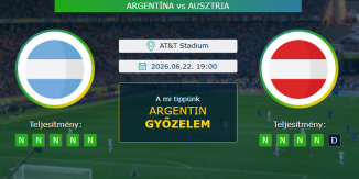 Argentína - Ausztria 22.06.2026. Tippek Világbajnokság 2026