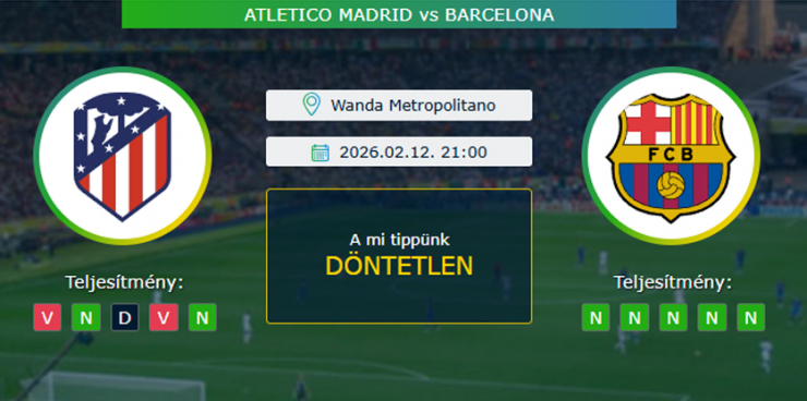 Atletico Madrid - Barcelona 12.02.2026. Tippek Spanyol Kupa