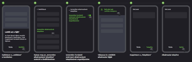 BetLabel Android alkalmazás telepítési lépései