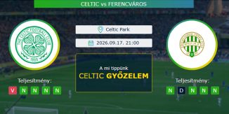Celtic - Ferencváros 17.09.2026. Tippek Európa-liga