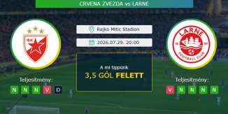 Crvena zvezda - Larne 29.07.2026. Tippek Bajnokok Ligája
