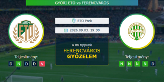 Győri ETO - Ferencváros 03.09.2026. Tippek NB1