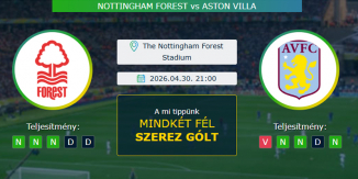 Nottingham Forest - Aston Villa 30.04.2026. Tippek Európa-liga