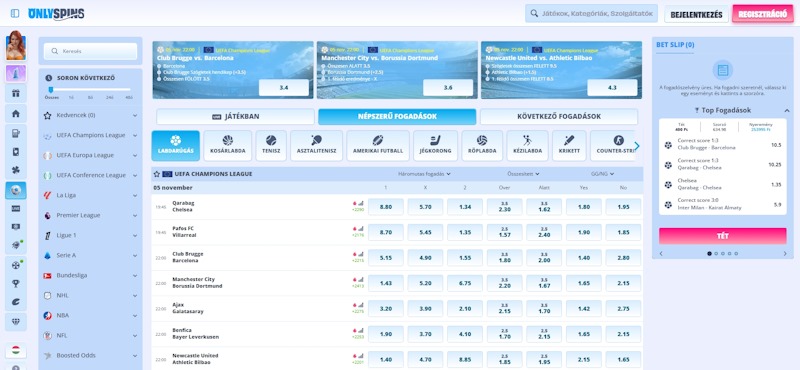 OnlySpins sportfogadás
