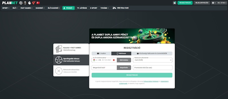 Planbet regisztráció