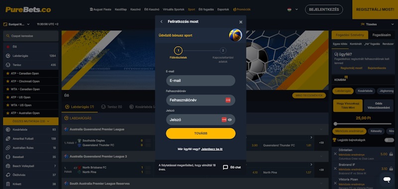 PureBets regisztráció