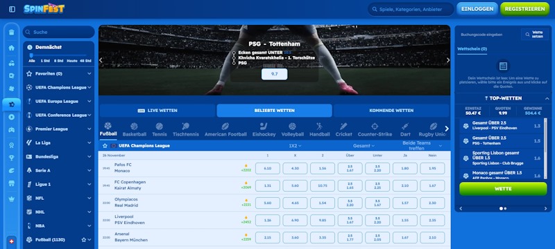 Spinfest Sportwetten