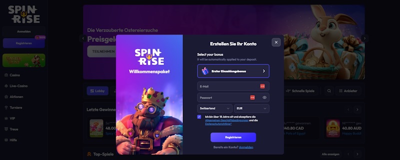 Spinrise Casino Anmeldung